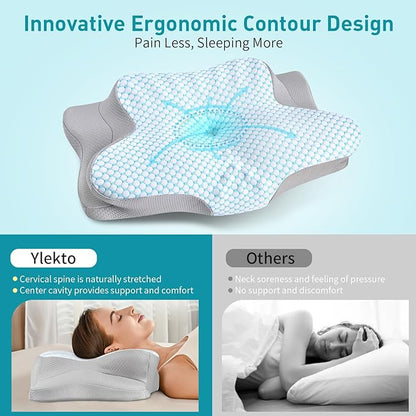 Cervical Pillow for Neck and Shoulder Pain Relief - Ergonomic Neck Pillow for Sleeping, Contour Memory Foam Pillows Side Sleeper Pillow for Neck Support, Bed Pillow for Side Back Stomach Sleepers