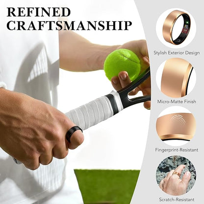 Smart Health Ring 2.0 for Women Men, Slim Scratch & Fingerprint Resistant Design, Efficient Chip Fitness Tracker, Monitors Heart, Blood Oxygen & Pressure, Sleep, Steps, Waterproof, Gold 13