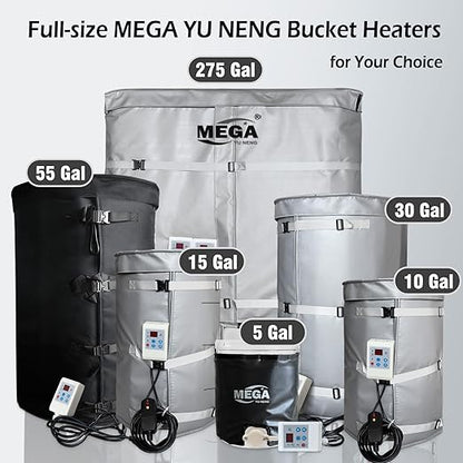 Metal Drum Heater,Industrial Grade/Weather Resistant Drum Heating Blanket,30 Gallon Bucket Heater Fixed Thermostat 212℉,Insulated Bucket Warmer with 10-Hour Timer