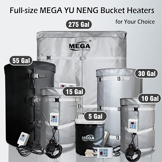 Industrial Grade Weather Resistant Bucket Heater, 15 gallon Propane Tank Blanket,Bucket Warmer with Adjustable Thermostat(0-212℉), Insulated Drum Heater FCC/UL Listed