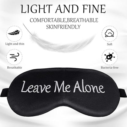 Geyoga 4 Pieces Funny Eye Mask for Sleep Soft Satin Blocking Blindfold with Adjustable Strap Silk Eye Cover Out Lights Travel for Women Men Travel, Nap, Meditation (Black, Ink Green, Navy Blue, White)