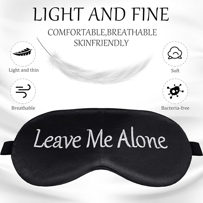 Geyoga 4 Pieces Funny Eye Mask for Sleep Soft Satin Eye Mask Blackout Blindfold with Adjustable Strap Silk Cover Out Lights for Women Men Travel, Nap, Meditation (Champagne, Grey, Purple, Black)