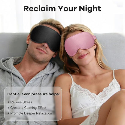 Weighted Eye Mask for Sleeping 2 Pack: Gentle Pressure Blackout Sleep Mask - Zero Eye Pressure Lash Extension Eye Covers Women Men - Airplane Travel Essentials, Memory Foam, Black Pink