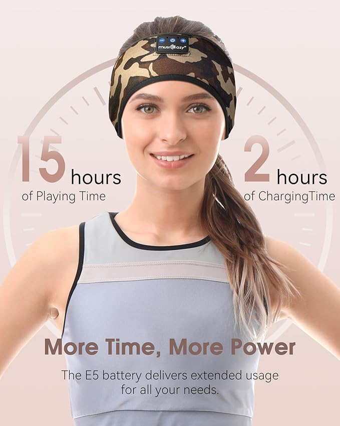 MUSICOZY Sleep Headphones Bluetooth 5.4 Headband, Sports Wireless Earphones Sweat Resistant Earbuds Sleeping Headphone with Ultra-Thin HD Stereo Speaker for Workout Running Cool Gadgets