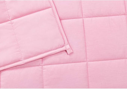 RelaxBlanket Weighted Blanket | 60''x80'',15lbs | for Individual Between 140-190 lbs | Premium Cotton Material with Glass Beads | Pink