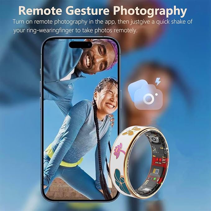 Smart Ring for Women,Fitness Tracker with Heart Rate,Blood Oxygen,Menstrual Cycle,Sleep Monitoring,Step Counting,IP68 Waterproof for iOS and Android,No Subscription Fee (8#)