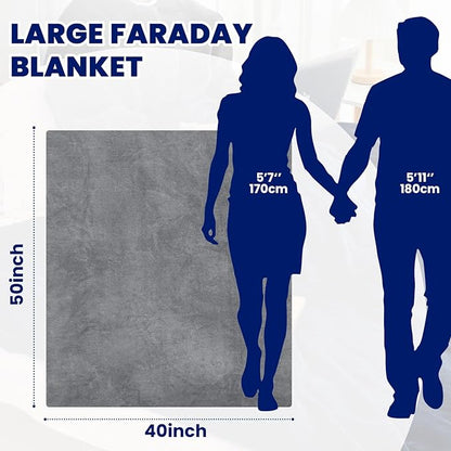 Preboun 51.18 x 40.55 Inch Faraday Blanket for Pregnant Babies, Emf Blanket Protection 5 g, Bluetooth, Phone Towers, Two Sides Using for Beds Couches Travel(Flannel, Grey)