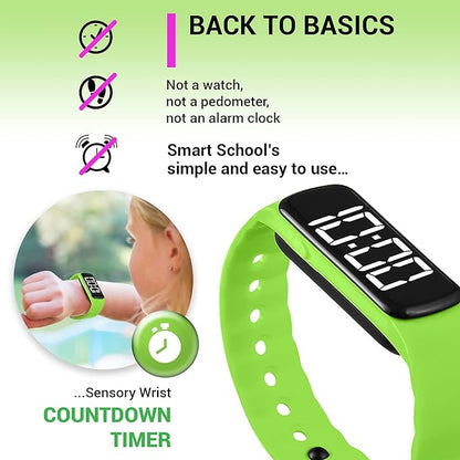 Sensory Wrist Timer for Kids, Teachers, Students, Simple Reminder Watch with Silent Alarm Clock Wristband, Classroom Countdown (Green)
