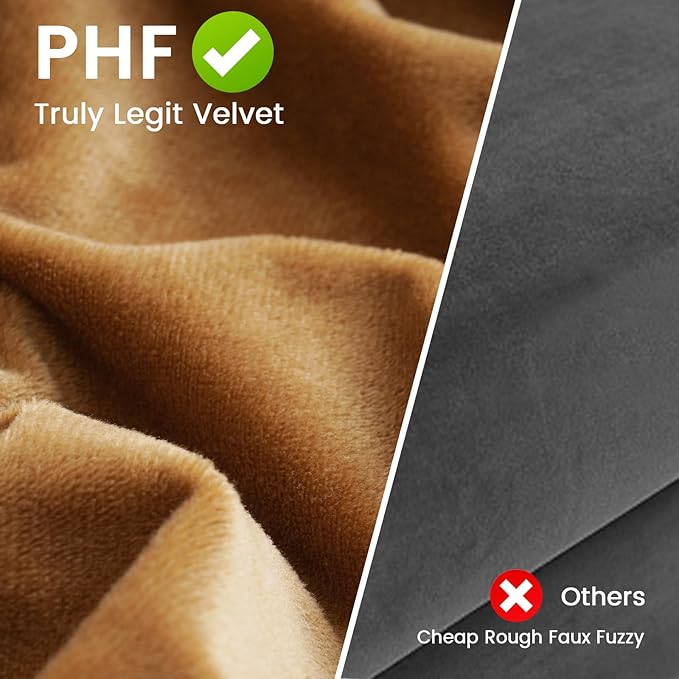 PHF Super Soft Velvet Throw Pillow Covers, 24"x24", No Insert, 2 Pack Color Gradient Cushion Covers, Ultra Soft Cozy Square Shell for Home Decorative, No Shedding, No Pilling, Brownish Camel