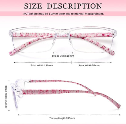 JOSCHOO 4 Pairs Reading Glasses, Blue Light Blocking Glasses, Computer Glasses for Women, Rectangle Eyewear Frame