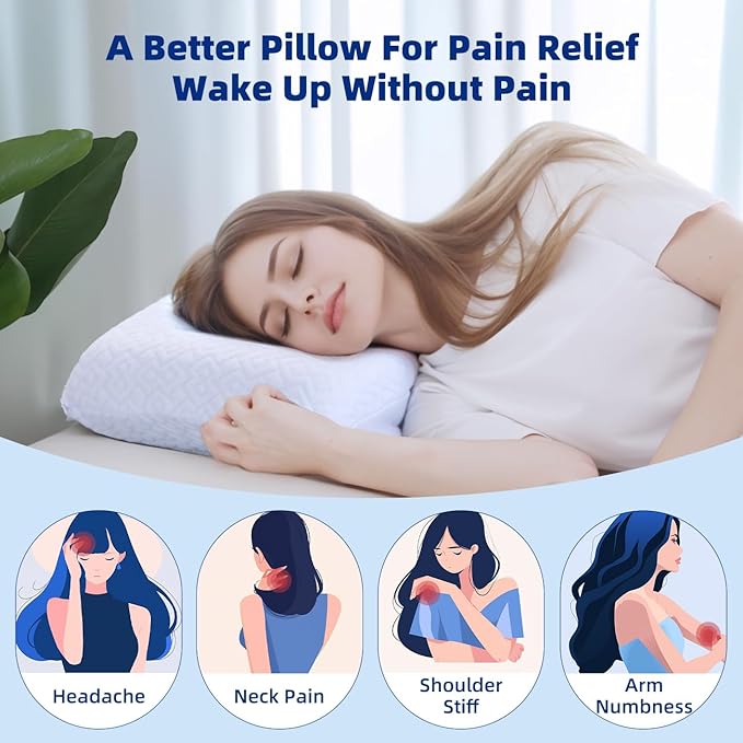 LOFE Adjustable Thin Memory Foam Pillow - 4 Heights from 1.2 to 4.8in, Cervical Pillow for Neck Pain Relief, CertiPUR-US Neck Support Pillow for Side Sleepers, Back/Stomach Sleepers, a Removable Cover