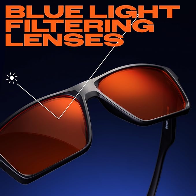 Titan Gaming Glasses, Blue Light Blocking, Night Driving Glasses for Men, Computer Protection Christmas Gift for Gamers