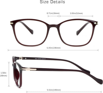 VisionGlobal Blue Light Blocking Glasses for Women/Men, Anti Eyestrain, Computer Reading, TV Glasses, Stylish Square Frame, Anti Glare(Red,+1.25 Magnification)