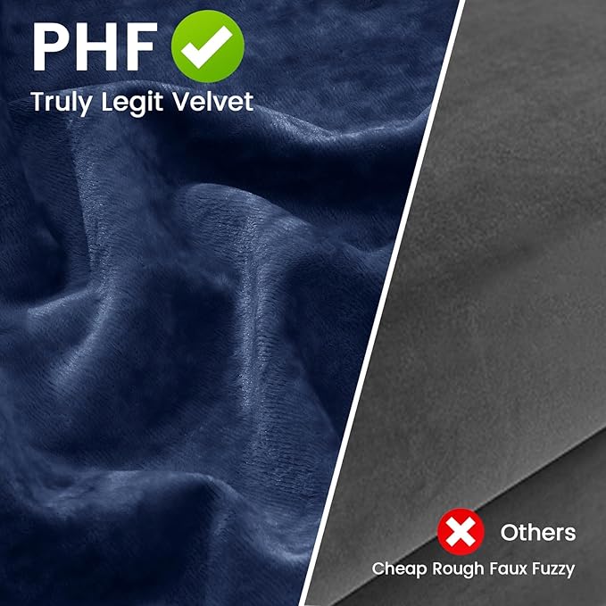 PHF Truly Velvet Pillowcases Standard Size, No Insert, 2 Pack Ultra Soft Breathable Pillow Shams Covers with Envelope Closure, 20" X 26" Luxury Cozy Warm Fuzzy Flannel, Navy Blue