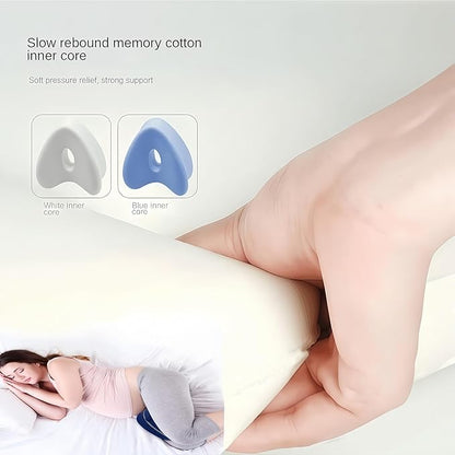 Leg Pillow for Side Sleepers, Memory Foam Knee Pillow with Elastic Strap, Contoured Leg Cushion for Hip & Spine Alignment, Comfort Support Pillow for Sleeping, Home, Office - Grey