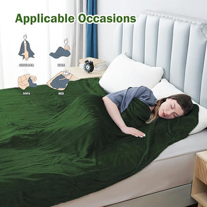 Electric Heated Blanket Full Size 72"x84",Fast Heating Throw, Soft Microplush for Bed & Couch, 10 Hours Auto Off & 5 Heating Levels, Machine Washable, Gifts for Grandma & Family-Green