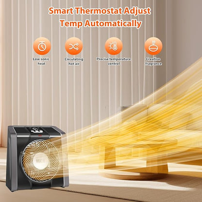 HEATIT Space Heater for Indoor, Digital Display with Thermostat, 1-12H Timer, Fan Mode,1500W/750W, Electric Space Heater for Office, Bedroom,Black,10.6"Dx7.0"W x 11.8"H