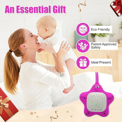 Portable Baby White Noise Sound Machine, Infant Sleeping Music with Projector Star Starry Light, Sleep Sound Music for Baby, Kids