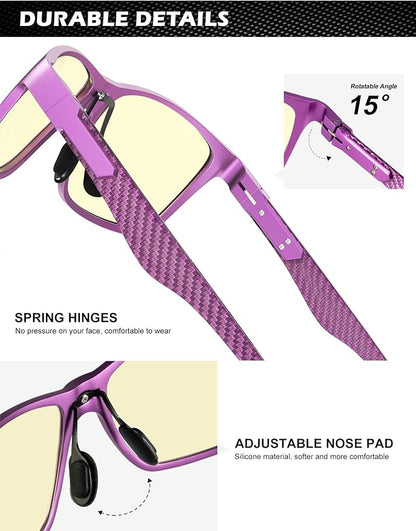 ANYLUV Blue Light Blocking Glasses Men Computer Gaming Glasses Lightweight Al-Mg Metal Anti Eyestrain Eye Protection