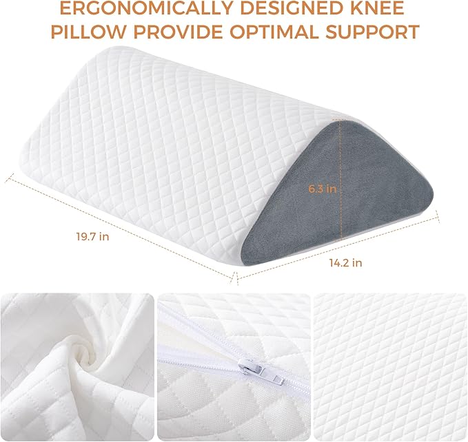 Knee Wedge Pillow 6.3'' for Post-Surgery Recovery-Leg Elevation Support for Sleep Position, Alleviating Lower Back & Hip Pain Enhancing Circulation in Ankles Legs Triangle Pillow with Removable Cover