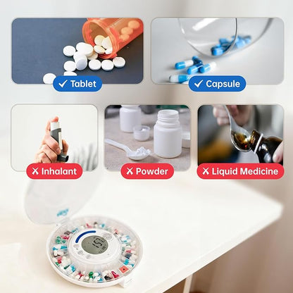 VEXA VitaMate 28 Smart Automatic Pill Organizer with Exclusive Self-Developed App, 28-Slot Monthly Medication Management, App-Connected Sound Alerts, Easy Flip-to-Dispense for Vitamins & Tablets