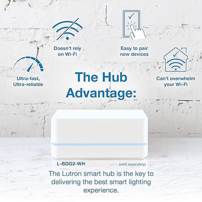 Lutron Caseta Original Smart Dimmer Switch (Lutron Smart Hub Required), for LED Lights, 150 Watt, Single-Pole/3-Way, No Neutral Required, PD-6WCL-WH, White, 6 Pack