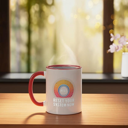 Relaxation Breathing Vagus Nerve Stimulation, Stress Relief Ceramic Mug, Red/White