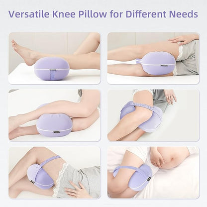 Knee Pillow for Side Sleepers - Cooling Pillows Between Legs for Side Sleeping - Large Memory Foam Knee Pillows for Hip Pain & Spine Alignment (Soft Purple)