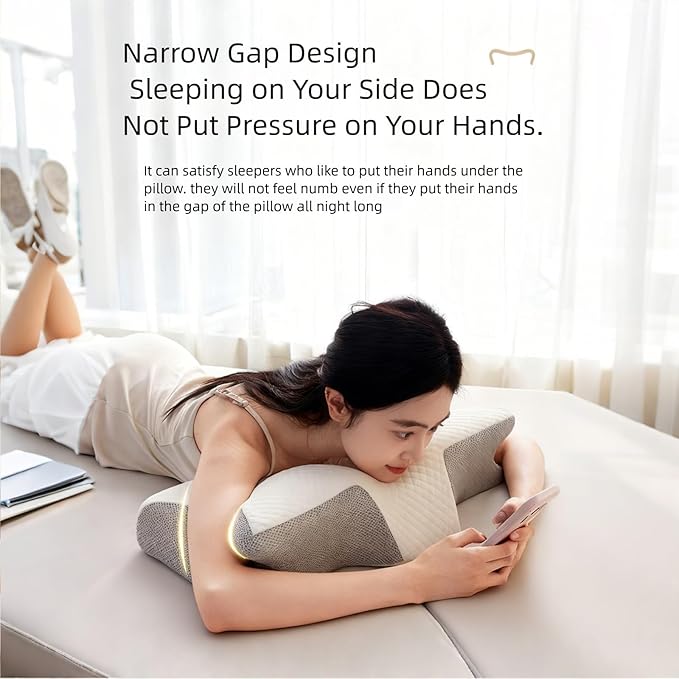 2026 Upgraded Air Way Sleep Apnea Pillow - Premium Memory Foam, Breathable & Not Stuffy, Ergonomic Design for Side/Back/Stomach Sleepers (Gray)