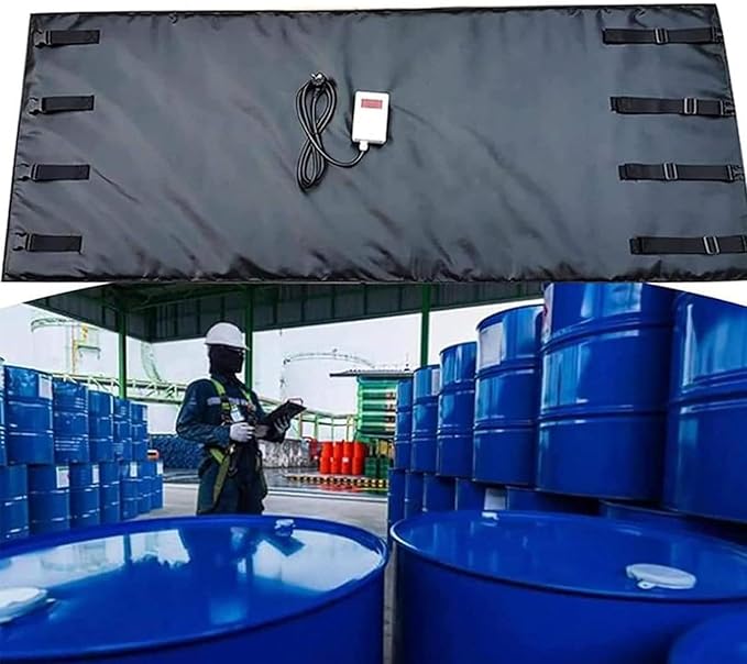 IBC Tote Heater Blanket, IBC Tote Heating Jacket, 55 Gallon/275 Gallon Smart Temperature Control up to 200°C, IBC Tote Insulated Cover, For petroleum, chemical, food processing Black-55Gallon200L