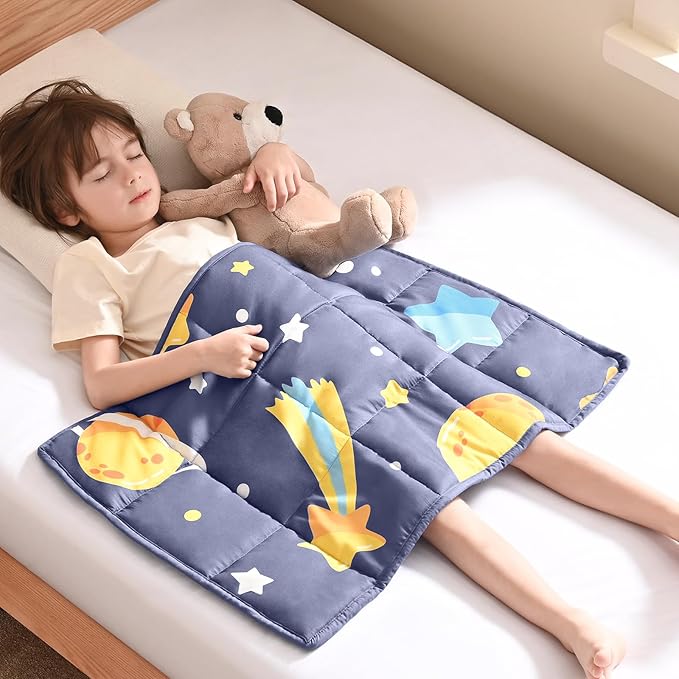 anfie Weighted Lap Pad 2 Pounds, Weighted Blanket Kids(20"*30") Cooling Blanket for Sleeping,Weighted Throw Blanket for Travel Indoor Outdoor(Grey Moon)