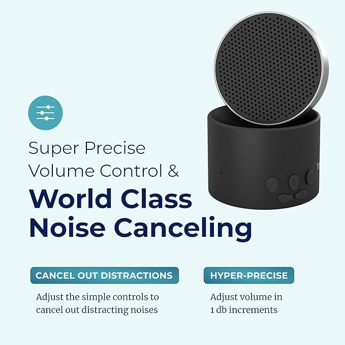Adaptive Sound Technologies LectroFan Micro 2 - Portable Bluetooth Speaker & White Noise Machine - Compact Sound Machine for Travel - 11 Non-Looping Sounds for Sleep Support - Black