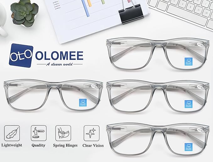 Blue Light Blocking Reading Glasses Men Large Oversized Square Readers Wide fit Cheaters for Men W/Big Head/Large Face