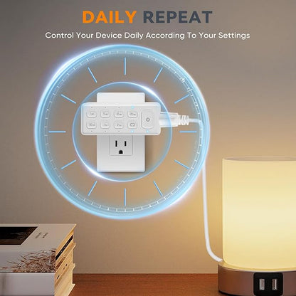 TOPELER Countdown Timer Dual Outlet, Programmable Electrical Timers Outlets with Repeat Function, Up to 4H for Lights, Fan, Appliance, Electric Bike, 3-Prong, 15A/1875W, ½ HP, 2 Pack