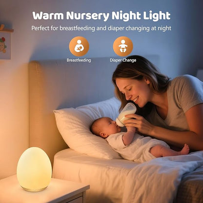 MediAcous Night Lights for Kids Room, Baby Night Light with 7 Colors Changing & Dimming Function, Rechargeable Kids Night Light with 1 Hour Timer & Touch Control, Up to 100H, Wood Grain