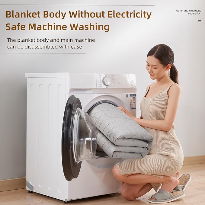 Water Heated Mattress Pad King Size - Wire-Free Electric Bed Warmer with Remote Control, Quiet Temperature Control 32-149°F, Machine Washable