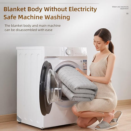 Water Heated Mattress Pad King Size - Wire-Free Electric Bed Warmer with Remote Control, Quiet Temperature Control 32-149°F, Machine Washable