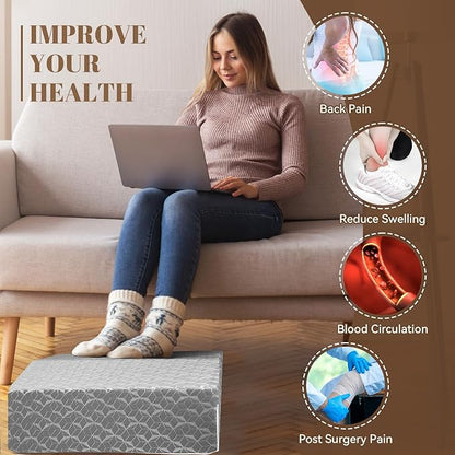 Leg Elevation Pillows,Wedge Pillow for After Surgery, 8" Leg Support Adjustable, Comfort Care for Back Knee Hip Ankles Pain, Memory Foam Knee Pillow for Sleeping Blood Circulation Grey