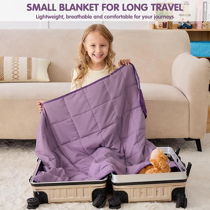 yescool Purple Weighted Blanket 5 Pounds Cooling Weighted Lap Blanket, Heavy Blanket for Sleeping, Weighted Throw Blanket Gift for 40-60lbs, 36"x48"