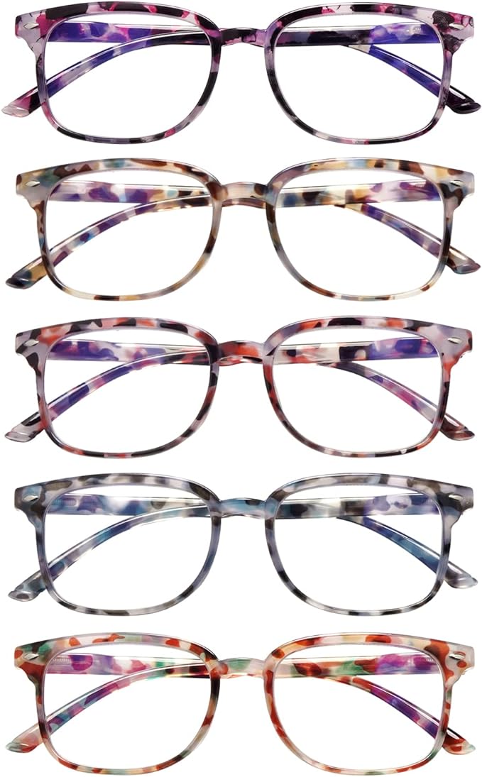 5 Pack Reading Glasses Blue Light Blocking for Women,Computer Readers with Spring Hinge
