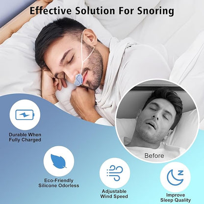 Mini Anti Snoring Devices for Snoring, Effective Anti Snoring Device, Peaceful Sleep Snore Solution - Suitable for All Nose Shapes and Both Men and Women (2 Replaceable Silicone Tips)