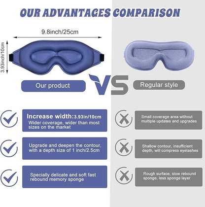 3D Advanced Eye Mask for Sleeping，Ultra Delicate Soft Skin Friendly Eye mask，100% Blackout Sleep Eye Mask for Sleep, Eyelash Extension Sleep mask， Sleeping Eye Masks for Men and Women