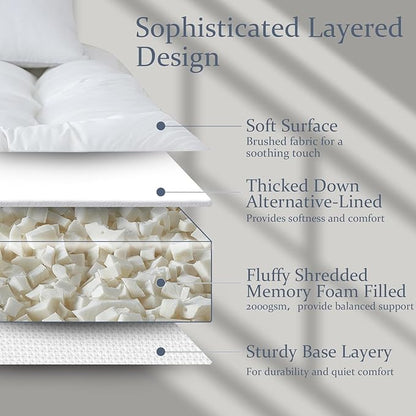WhatsBedding 5 inch Memory Foam Mattress Topper Twin Size for Back Pain, Soft Breathable Cover, Comfort Supportive Pillow Top Mattress Topper, 2000GSM Fluffy Shredded Memory Foam Filled