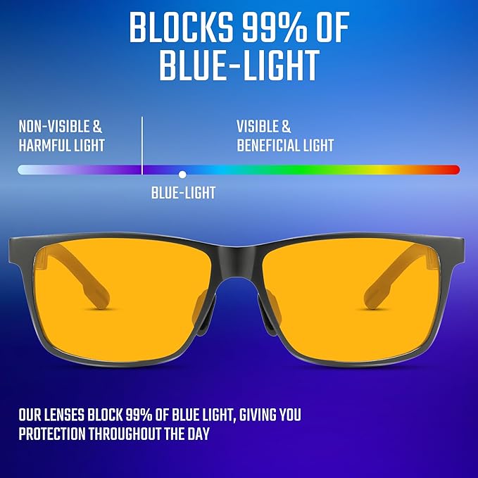 Carbon Blue Light Blocking Glasses Men for Computer, Gaming, Metal Frame Green Light Protection Night Driving Glasses for Man