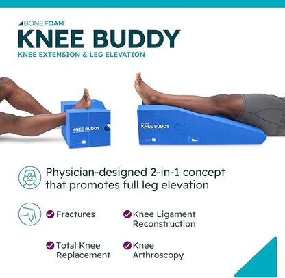 BoneFoam Knee Buddy Extension/Elevation | Rehab Pillow for After Knee Surgery Recovery | Reduce Swelling | Designed with Surgeons | Increases Range of Motion | Made in USA