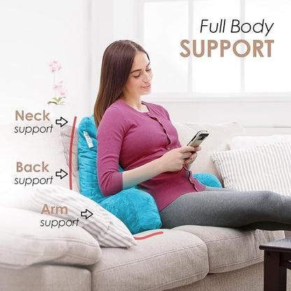 Nestl Reading Pillow for Kids & Teens with Shredded Memory Foam, Backrest Pillows for Reading, Watching, and Gaming, Use on the Couch, Bed, or Floor, Adjustable Support with Washable Cover Bright Blue