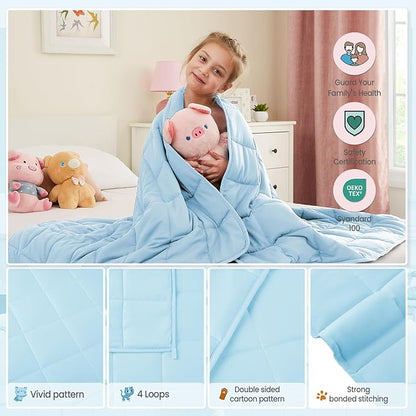 HOSUKKO Weighted Blanket - 3 lbs Lightblue Heavy Blanket - Breathable Blanket(36 * 48 inches, 3 lbs)