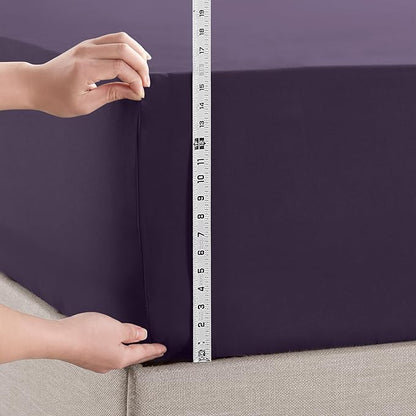 Empyrean 4 Pack King Fitted Sheets - Deep Pocket, Fits 14-16 Inch Mattress, Ultra Soft Microfiber, Fade & Wrinkle Resistant, Shrinkproof, Durable Sheets, Purple