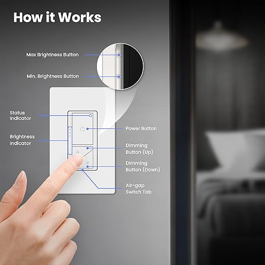 Feit Electric Smart WiFi Dimmer Switch with Remote, Single-Pole/3-Way/4-Way, Voice Control with Alexa & Google Asst, Wireless Wall-Mount Remote, App Control, Neutral Wire Required