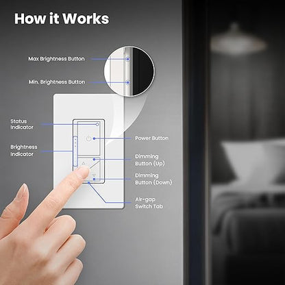 Feit Electric Smart WiFi Dimmer Switch with Remote, Single-Pole/3-Way/4-Way, Voice Control with Alexa & Google Asst, Wireless Wall-Mount Remote, App Control, Neutral Wire Required